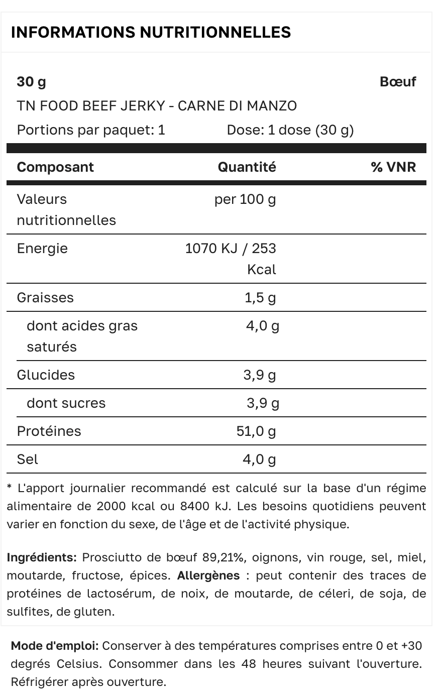 BEEF JERKY - Bœuf Séché 30g - Nature
