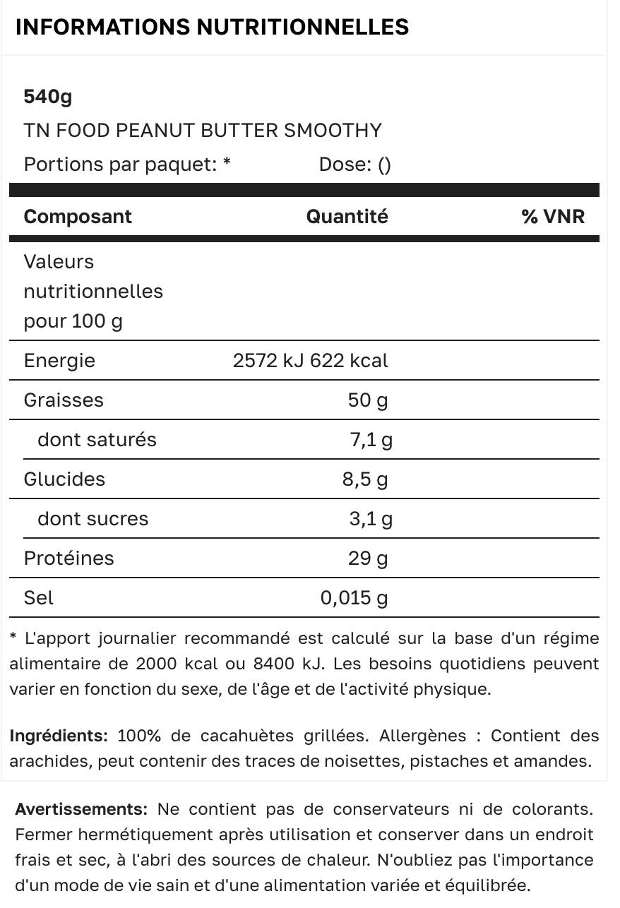 BEURRE DE CACAHUÈTES SMOOTHY 540g