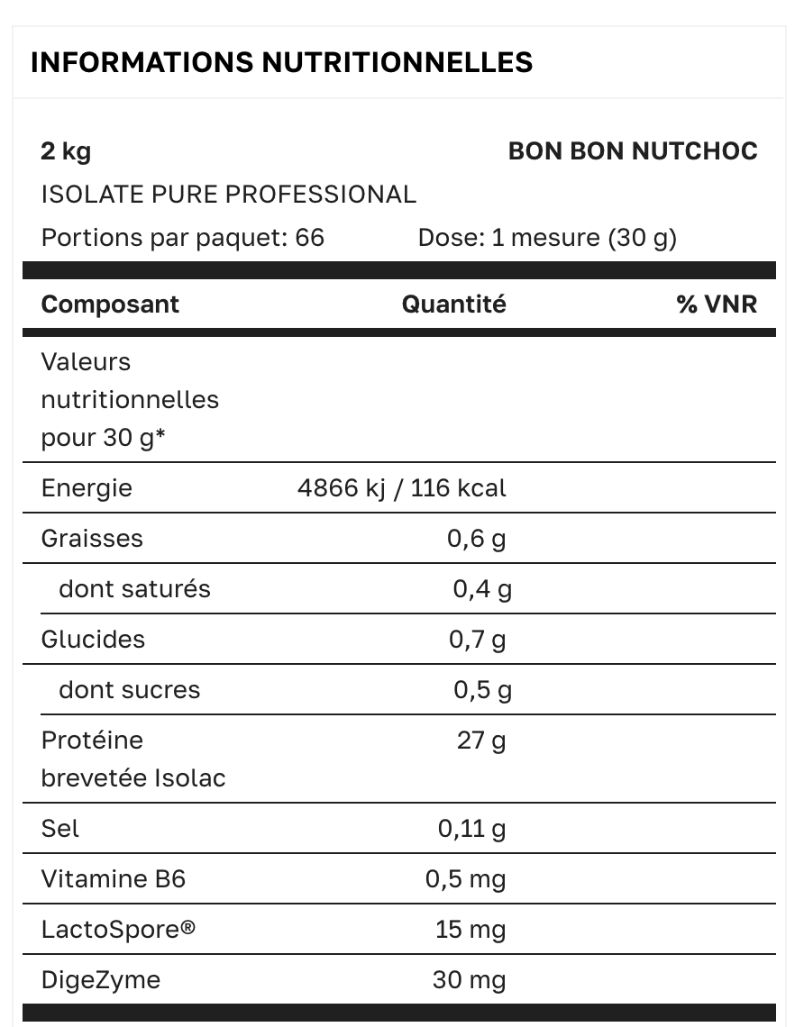 WHEY ISOLATE PURE PROFESSIONAL 2kg - Vanille