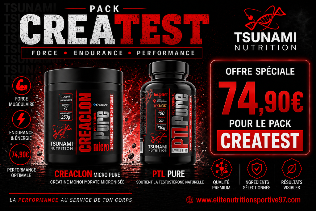 PACK CREATEST : CREATINE & BOOSTER NATUREL TESTOSTÉRONE