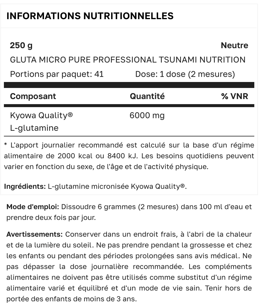 GLUTAMINE MICRO PURE PROFESSIONAL KYOWA QUALITY® - 250 G