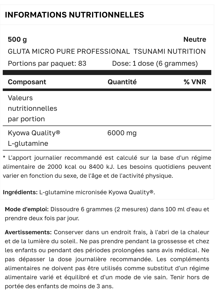 GLUTAMINE MICRO PURE PROFESSIONAL KYOWA QUALITY® - 500 G