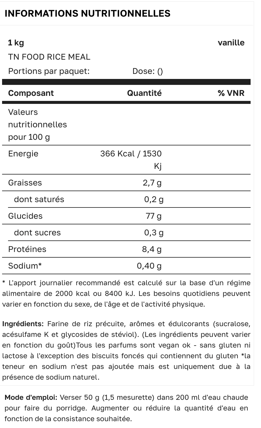 Farine de riz - Nature - 1 kg